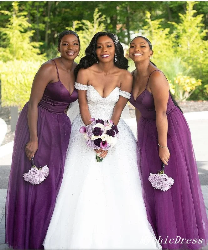 women's wrap dressesLong V Neck Cheap Bridesmaid Dresses South African Purple Wedding Guest Dress