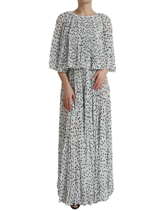 women's chiffon dressesDolce & Gabbana Elegant Polka Dots Maxi Dress