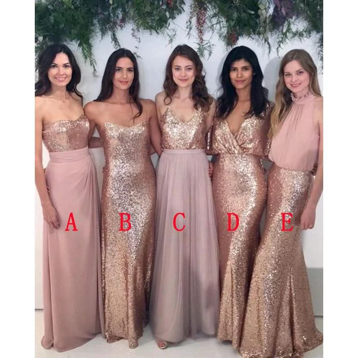 women's beach dressesRoycebridal Sexy Mismatched Sequin Chiffon Bridesmaid Dresses