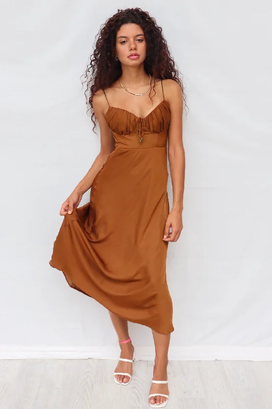 women's high-end dressesMarienne Midi Dress - Chocolate