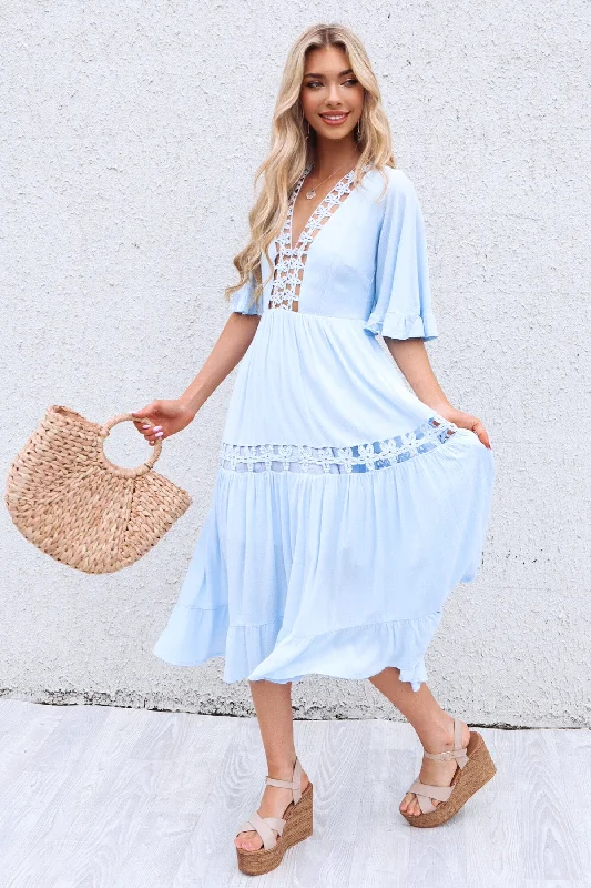 Trumpet DressFlora Boho Midi Dress - Baby Blue