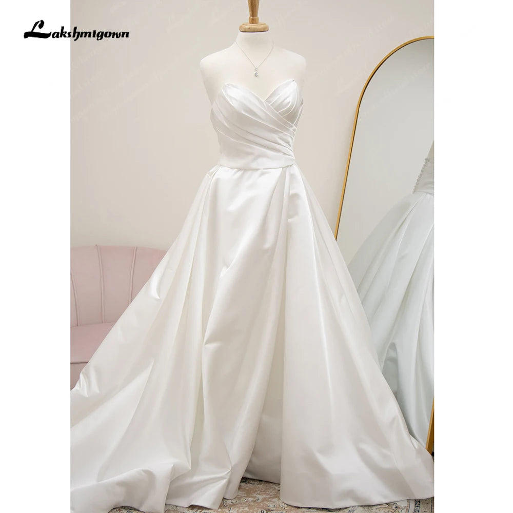 women's cocktail dressesRoycebridal Princess Bridal Satin Wedding Dresses For Women Brautkleider Sweetheart Pleat Civil Beach Bridal Gowns