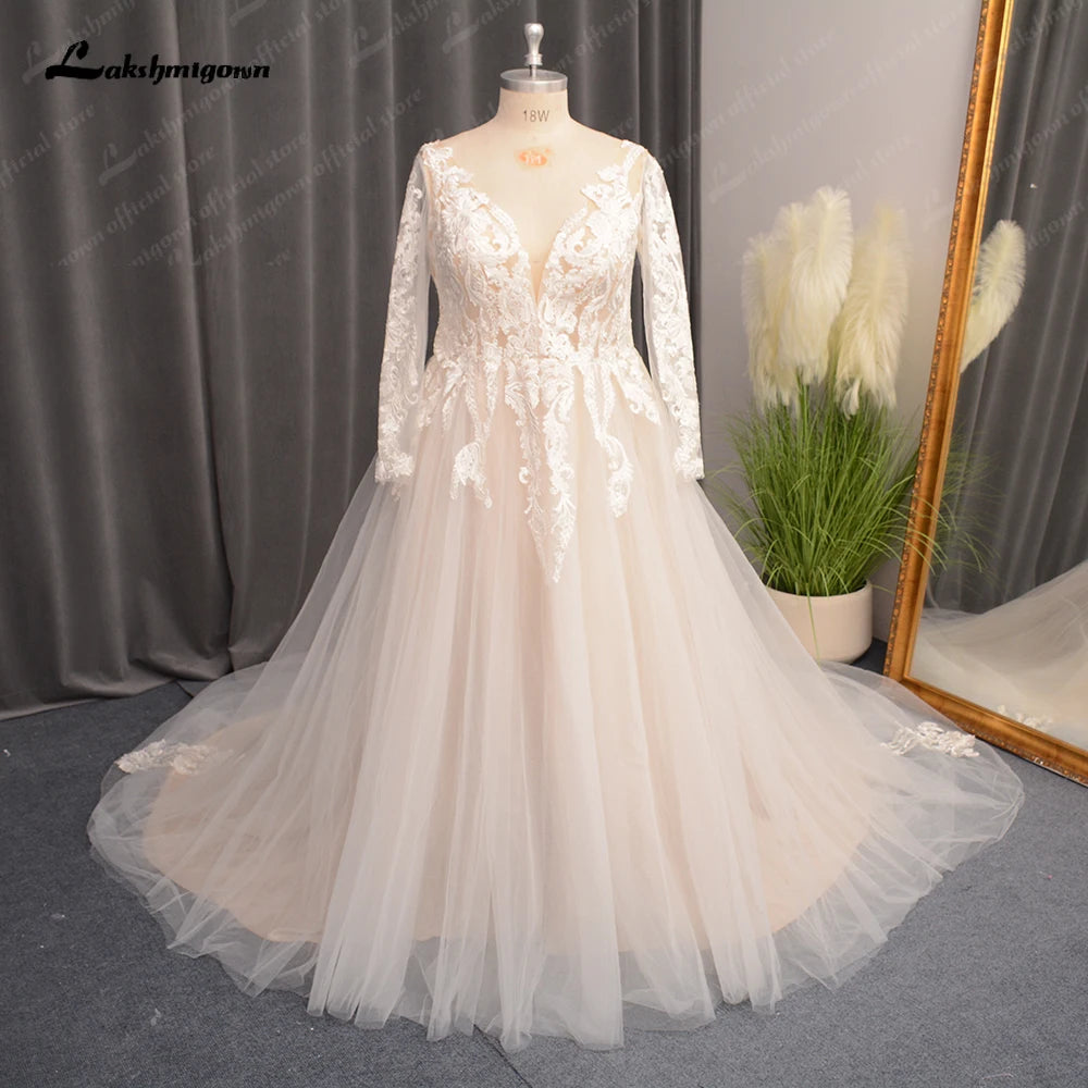 women's velvet dressesRoycebridal Plus Size Lace Long Sleeves Wedding Dress for Women V Neckline  Robe Mariage Civil Bridal Gown Brautkleid