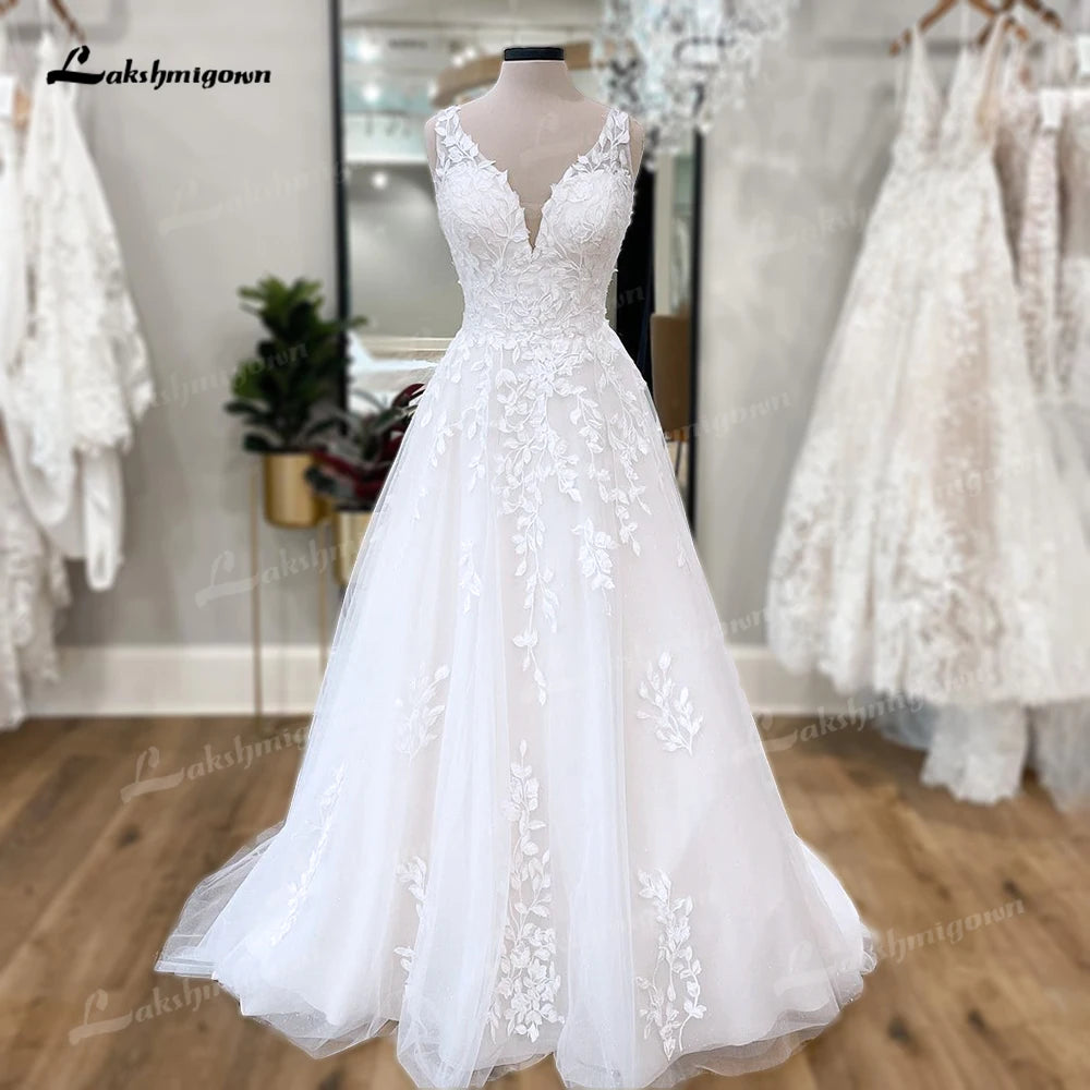 women's business casual dressesLakshmigown V Neck Floral Lace Bridal Beach Wedding Dresses  Abiti da Sposa  Summer Beach A-Line  Wedding Gowns