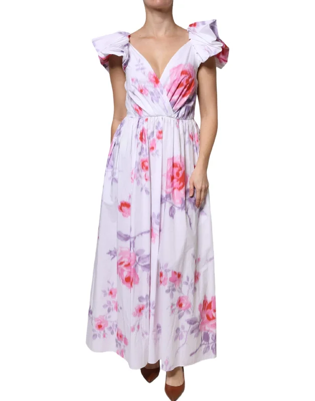 Custom DressPhilosophy White Floral Cotton Maxi Dress