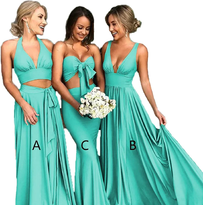 women's evening dressesChiffon Turquoise Bridesmaid Dresses Floor Length Long Mismatched Dress