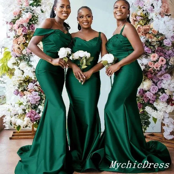 women's solid color dressesRoycebridal Cheap Emerald Green Bridesmaid Dresses Mermaid Long Off the Shoulder