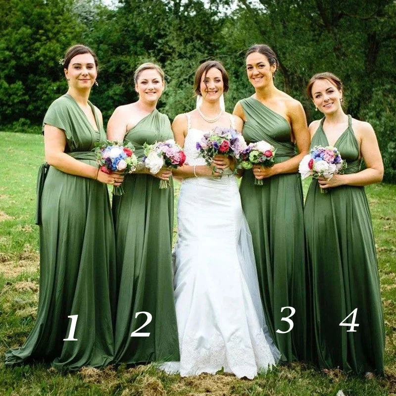 women's flutter-sleeved dressesRoycebridal Hot Mismatched Hunter Green Bridesmaid Dresses Fall Wedding Guest Dress