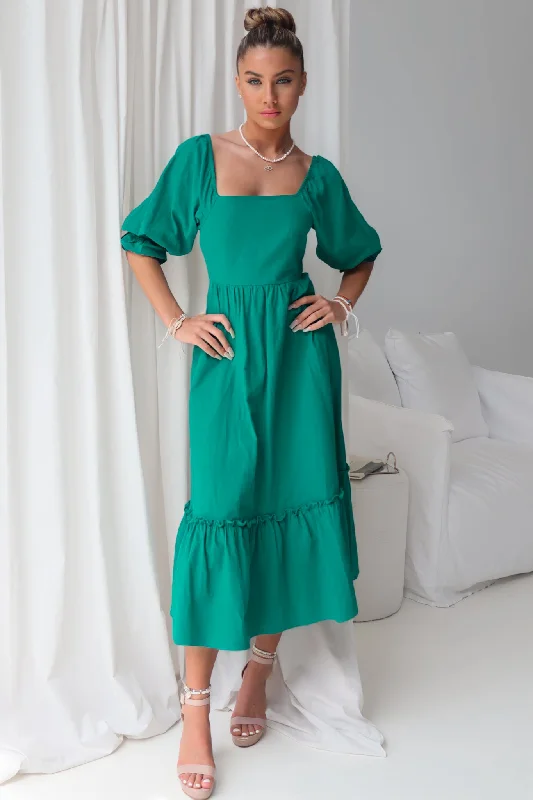 women's travel dressesCecilia Midi Dress - Emerald Green