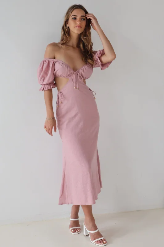 women's stretchy dressesMirabella Midi Dress - Pink