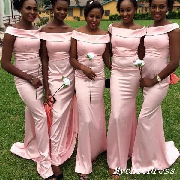 women's smart casual dressesRoycebridal Off the Shoulder Blush Pink Bridesmaid Dresses Long Wedding Guest Dresses