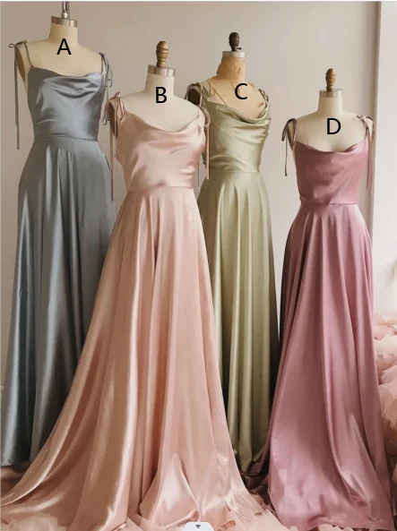 Custom DressSimple Floor Length Silk Satin Bridesmaid Dresses Cheap Wedding Guest Dress