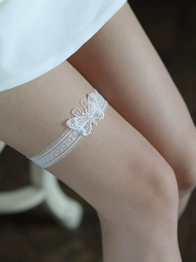 Maternity DressRoycebrial Wedding Garter White butterfly Lace Garter