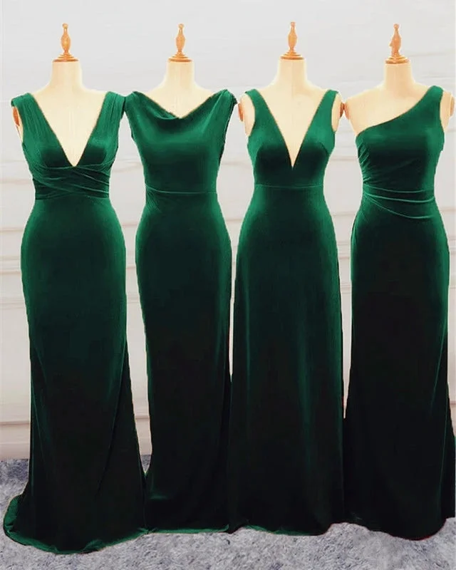 Formal DressRoycebridal Floor Length Green Velvet Bridesmaid Dresses Mixed Wedding Guest Dress