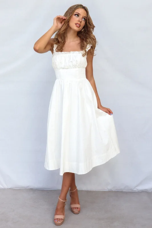 Denim DressEmiko Midi Dress - White