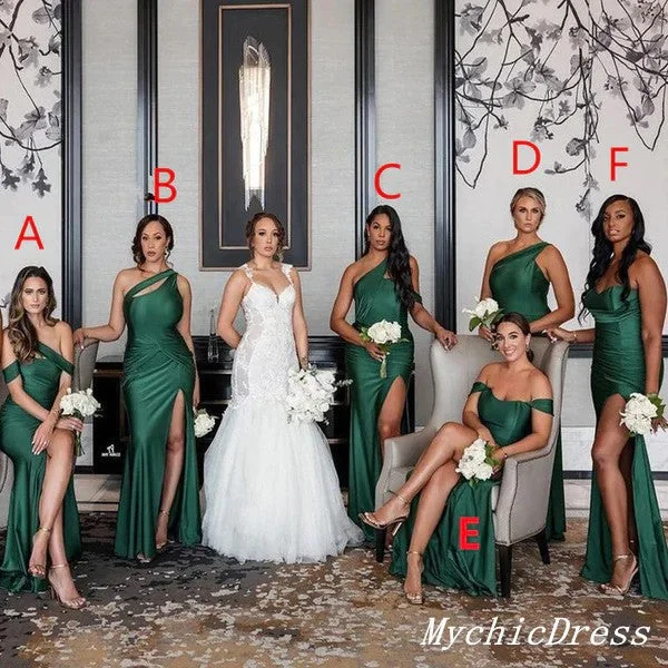 Retro DressRoycebridal Mismatched Emerald Green Bridesmaid Dresses Mermaid Long Wedding Guest Dress