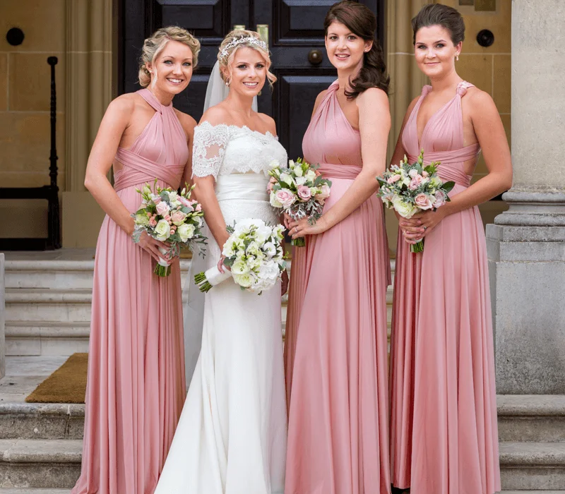 Animal Print DressFloor Length Dusty Rose Infinity Bridesmaid Dresses Long Chiffon Dress