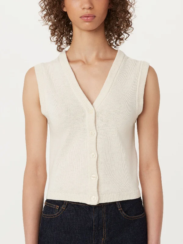 The Button-Up Sweater Vest in Vanilla