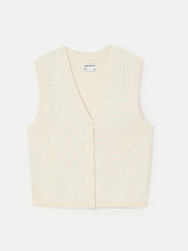 The Button-Up Sweater Vest in Vanilla