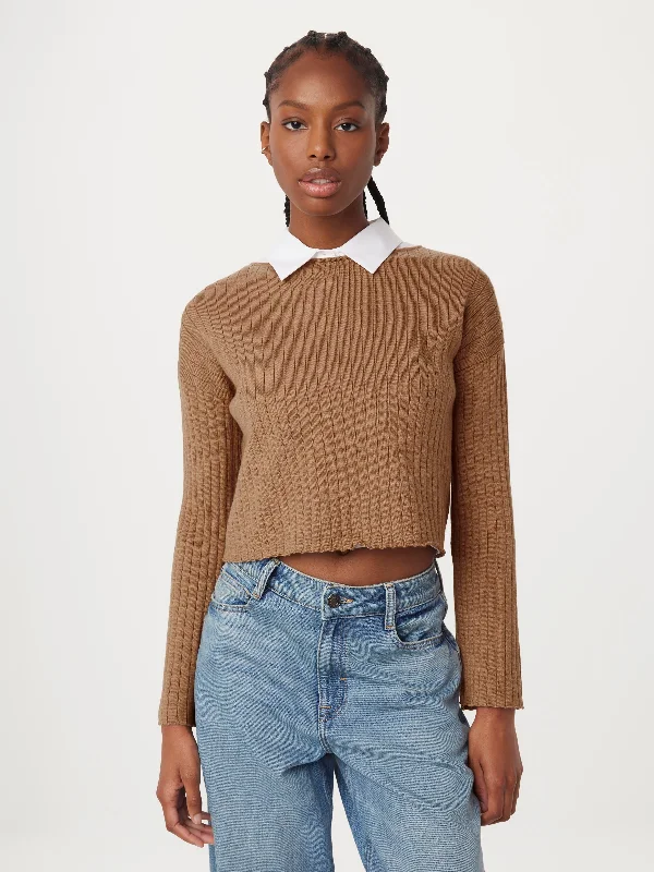 The Boat Neck Cropped Sweater in Nutmeg