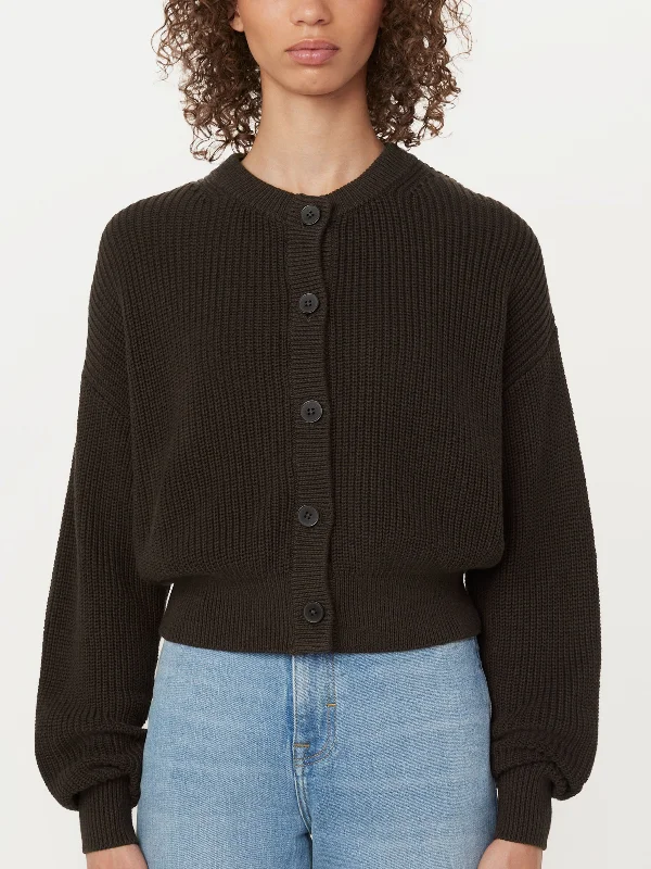 The SeaCell™ Crewneck Cardigan in Dark Chocolate