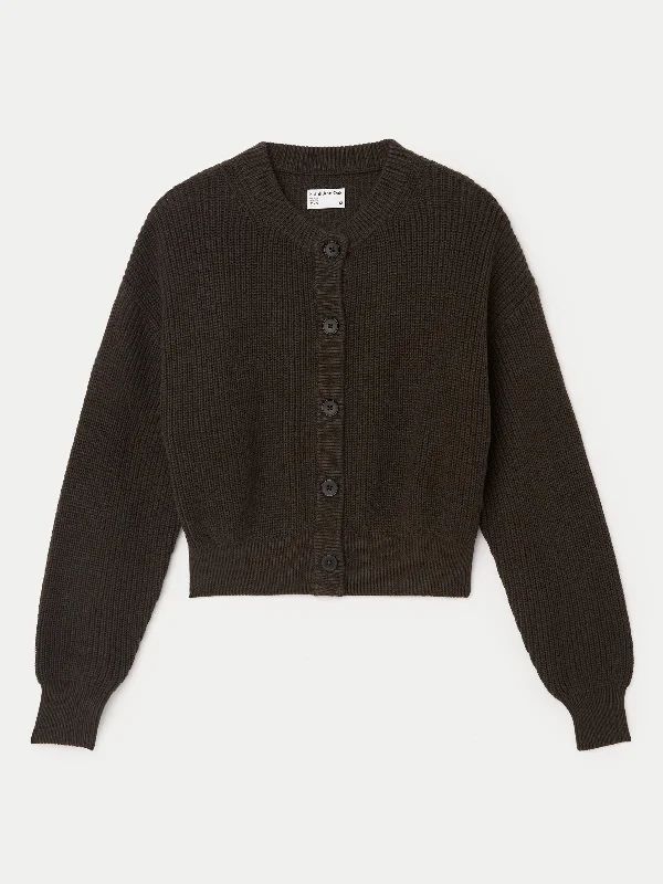 The SeaCell™ Crewneck Cardigan in Dark Chocolate