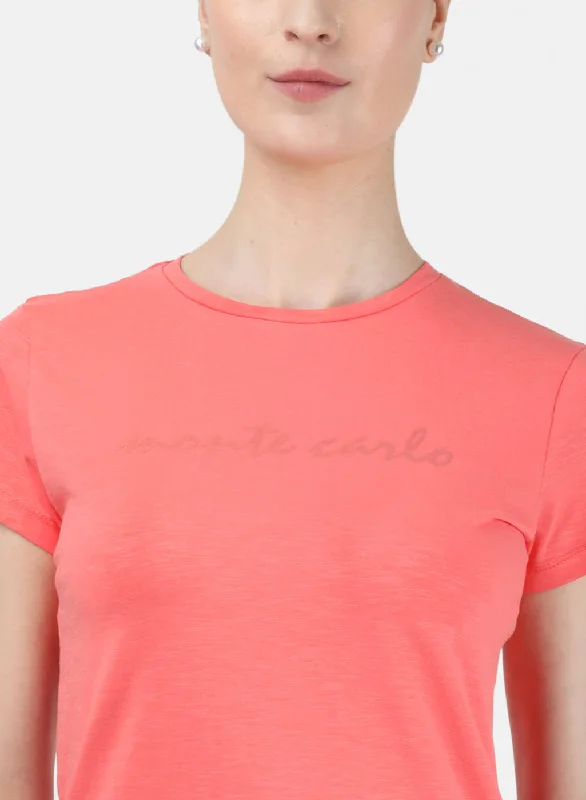 Womens Peach Printed Top