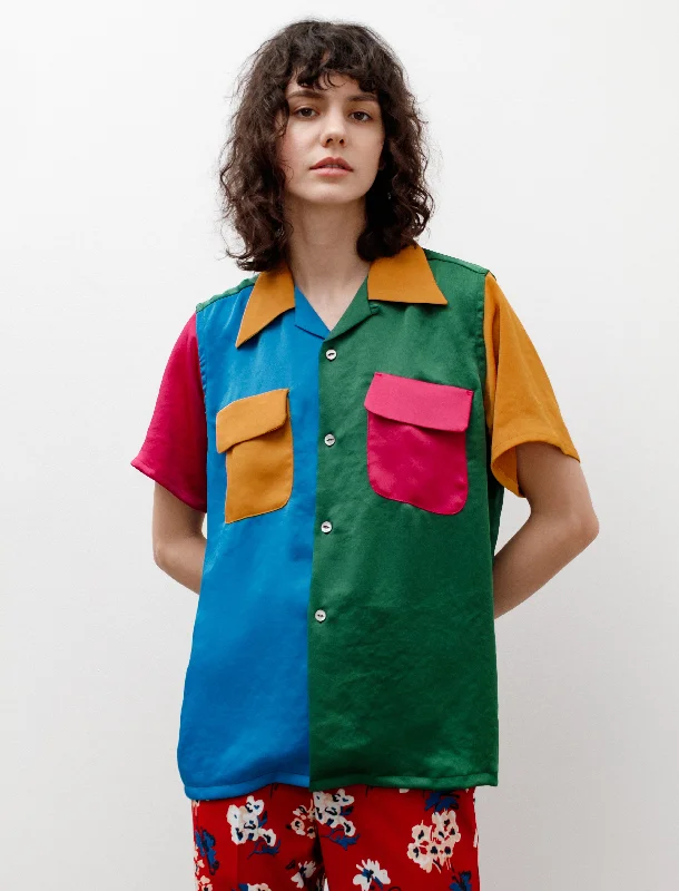 S/S Classic Shirt Poly Sateen Multi Vivid