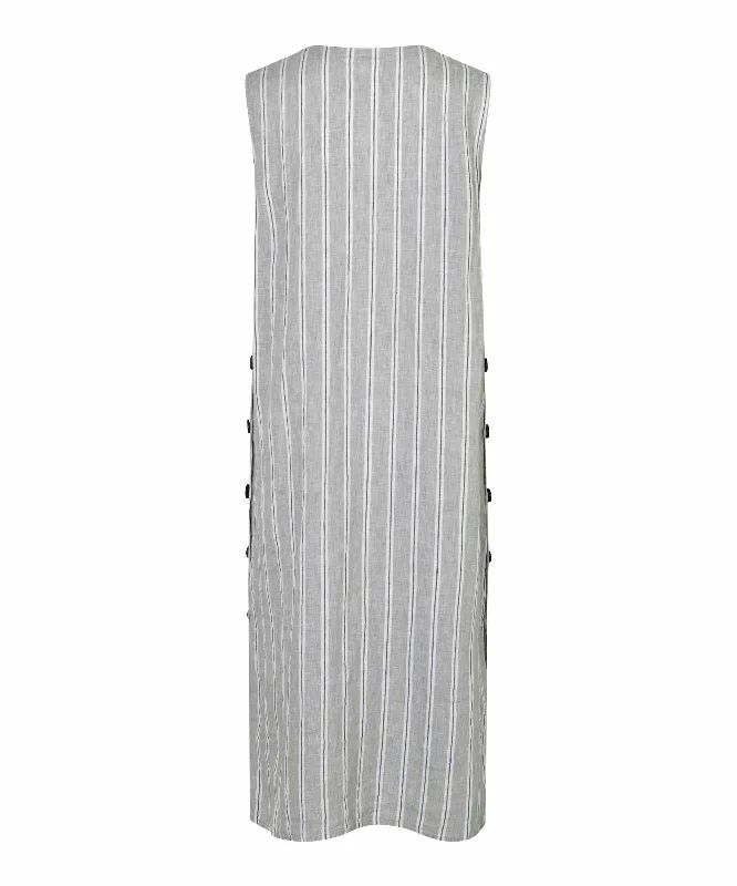 1009105 MaNukus Striped Linen Dress - Bog