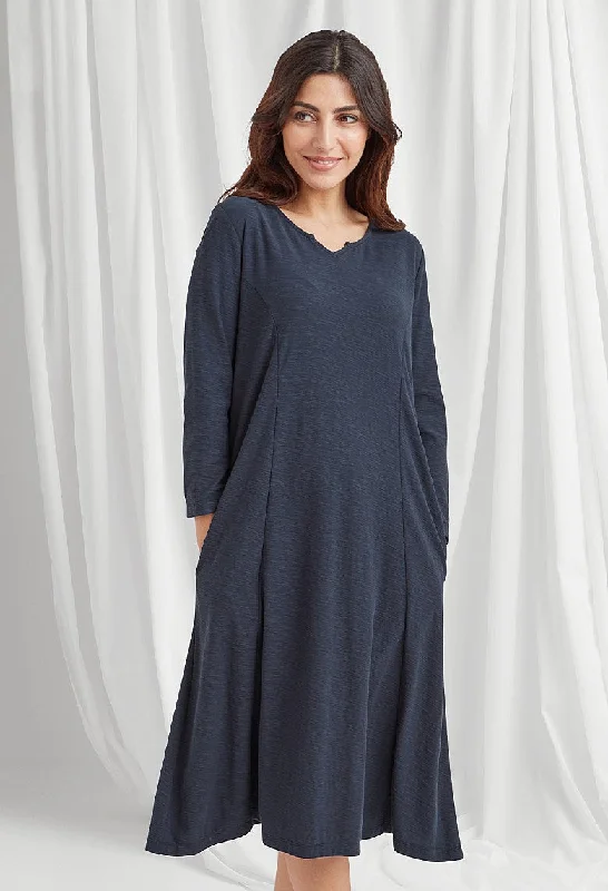 Celosia Slub Dress - Navy