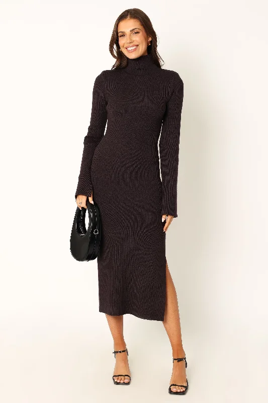 Astor Long Sleeve Midi Dress - Plum