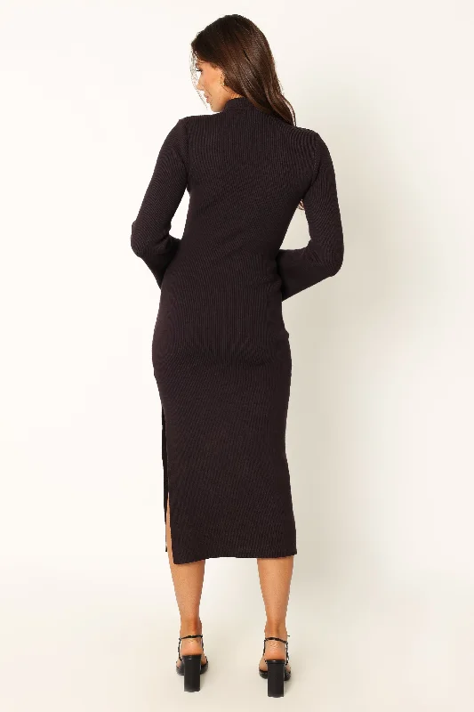 Astor Long Sleeve Midi Dress - Plum