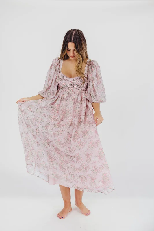 Harlow Maxi Dress in Mauve - Bump Friendly & Inclusive Sizing (S-3XL)