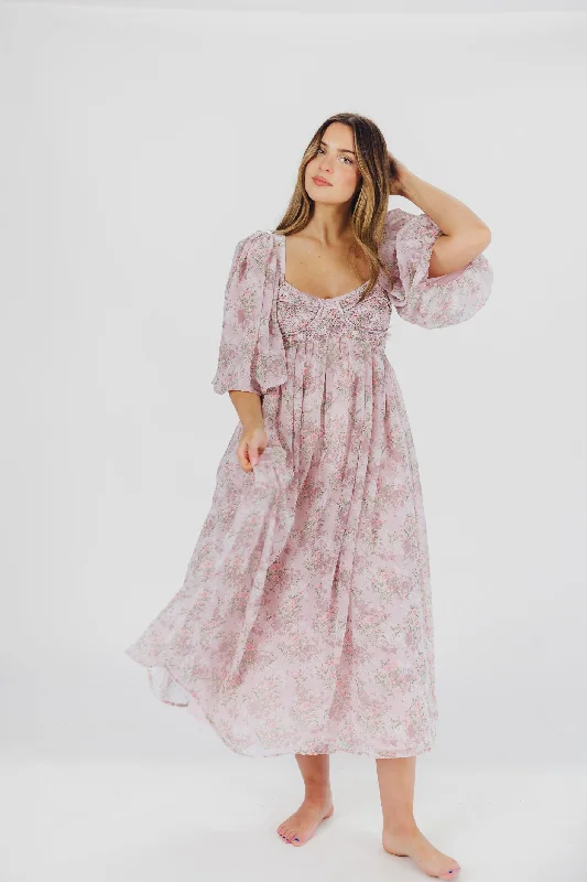 Harlow Maxi Dress in Mauve - Bump Friendly & Inclusive Sizing (S-3XL)