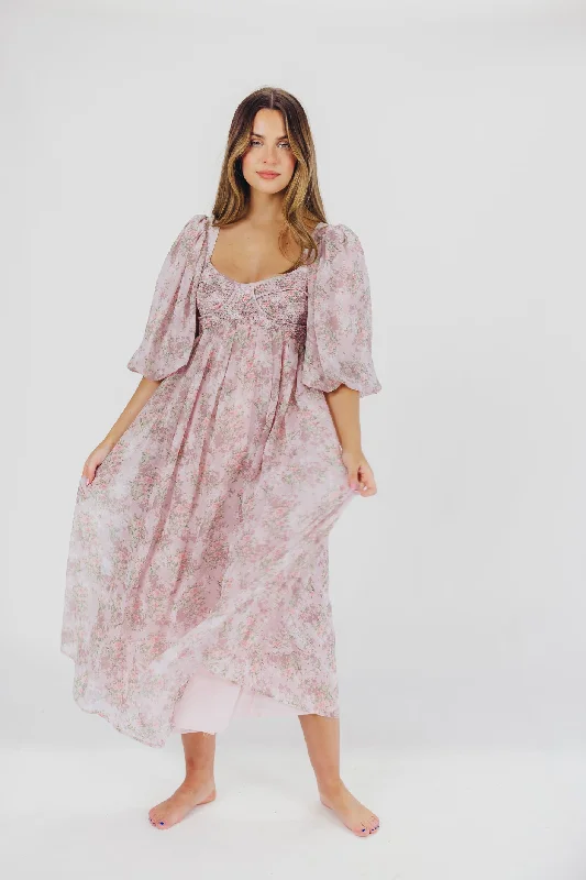 Harlow Maxi Dress in Mauve - Bump Friendly & Inclusive Sizing (S-3XL)