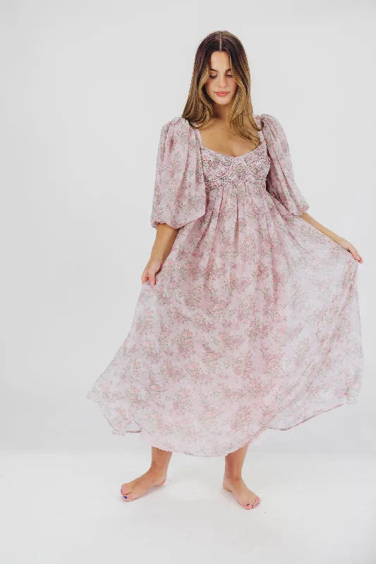 Harlow Maxi Dress in Mauve - Bump Friendly & Inclusive Sizing (S-3XL)