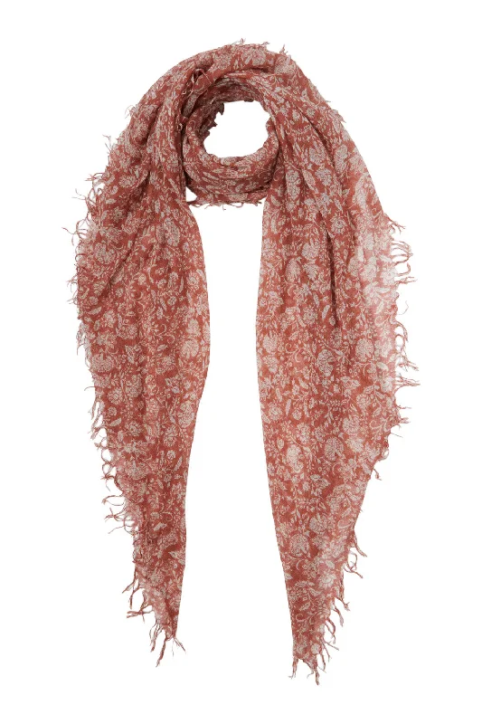 Chan Luu Floral Cashmere and Silk Scarf in Sequoia