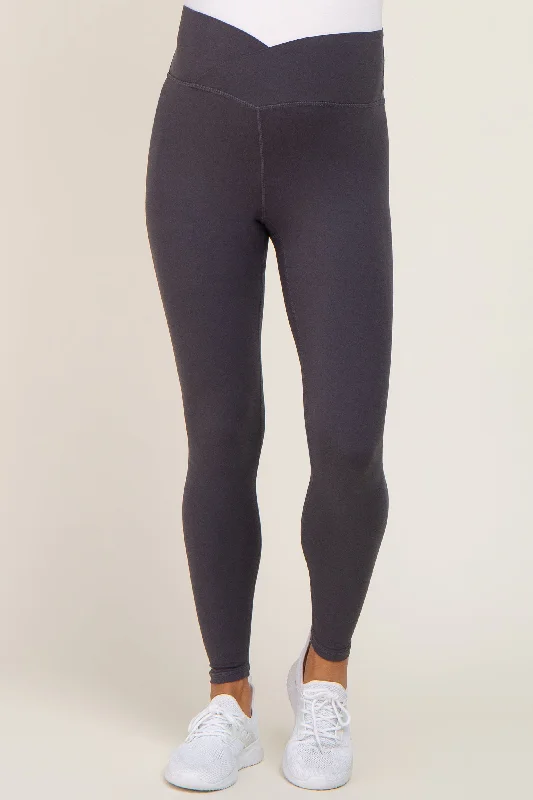 Charcoal Crossover Waist Maternity Leggings