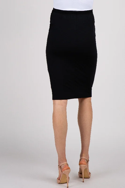 PinkBlush Black Fitted Maternity Pencil Skirt