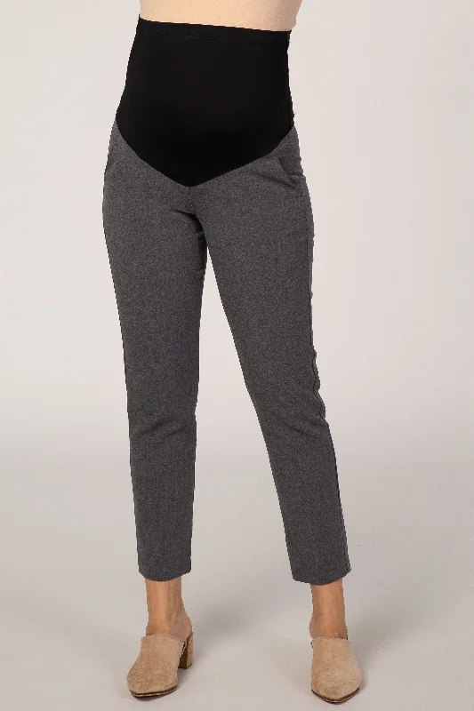 PinkBlush Charcoal Cropped Maternity Dress Pants