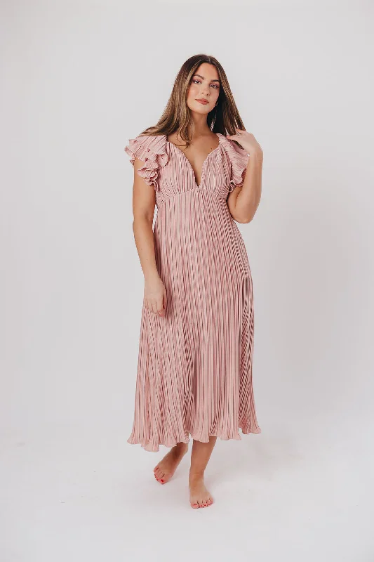 Lucky Charm Midi Dress in Tea Rose - Bump Friendly & Inclusive Sizing (S-3XL)