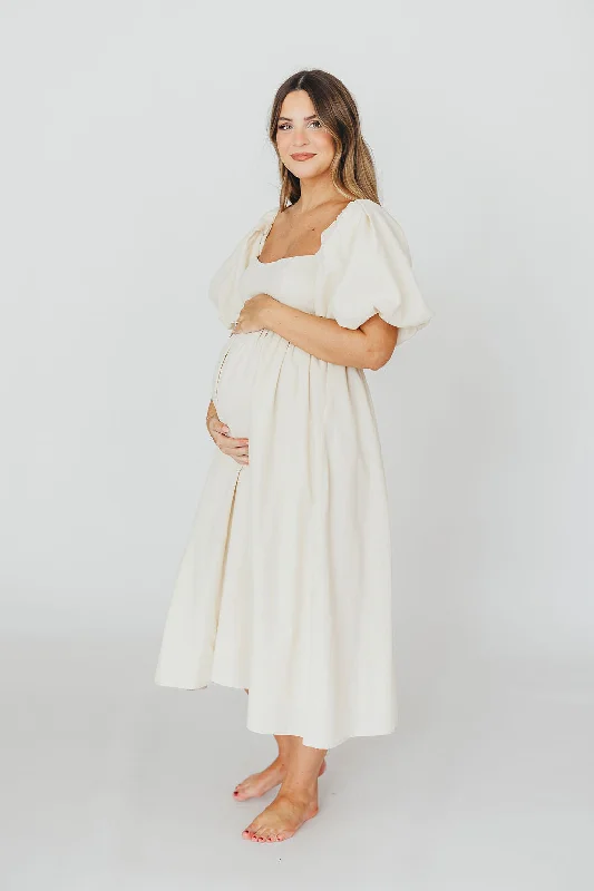 Hamilton Midi Dress in Ivory - Bump Friendly (S-XL)