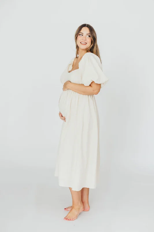 Hamilton Midi Dress in Ivory - Bump Friendly (S-XL)