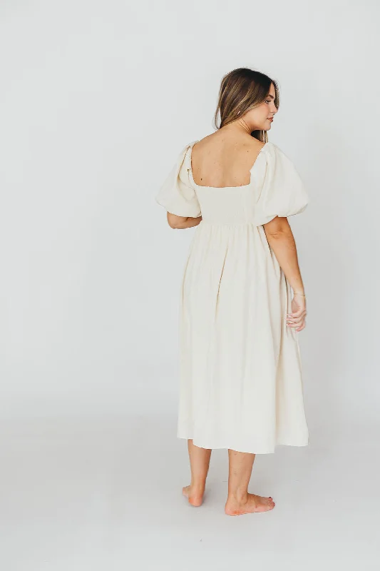 Hamilton Midi Dress in Ivory - Bump Friendly (S-XL)