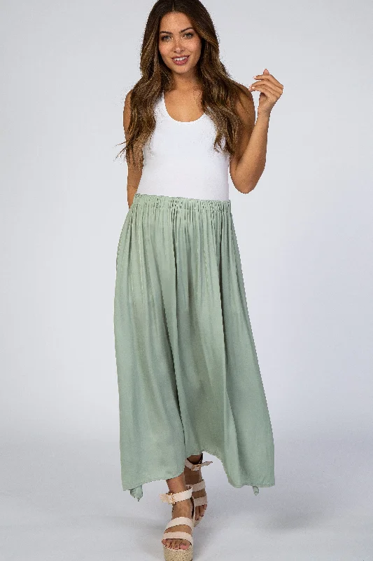 Sage Side Slit Maternity Maxi Skirt