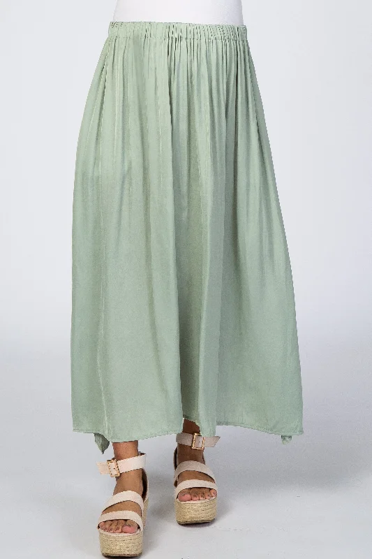 Sage Side Slit Maternity Maxi Skirt