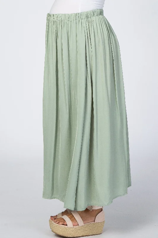 Sage Side Slit Maternity Maxi Skirt