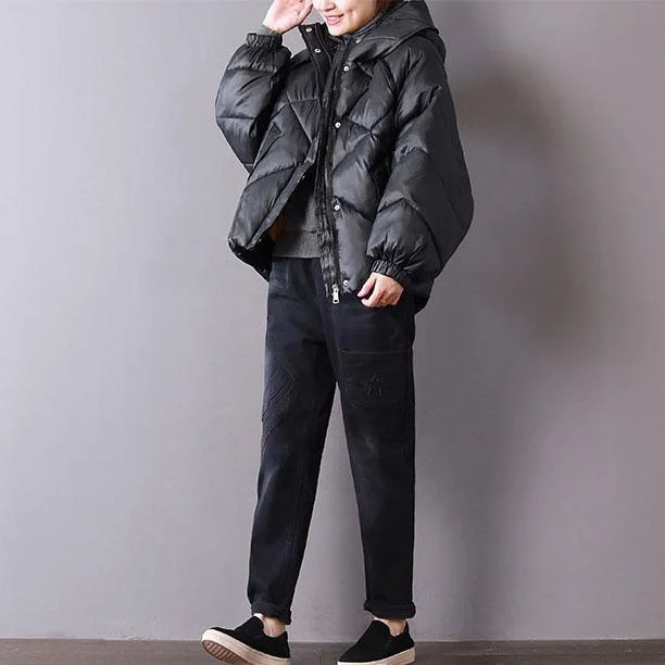 2018 black women oversized hooded warm winter coat New thick zippered winter coats