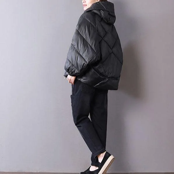 2018 black women oversized hooded warm winter coat New thick zippered winter coats