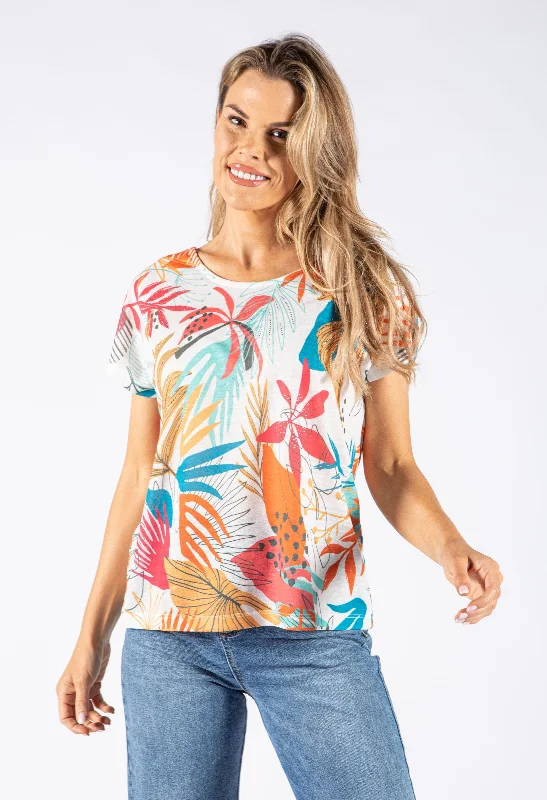 Abstract Leaf Print Top